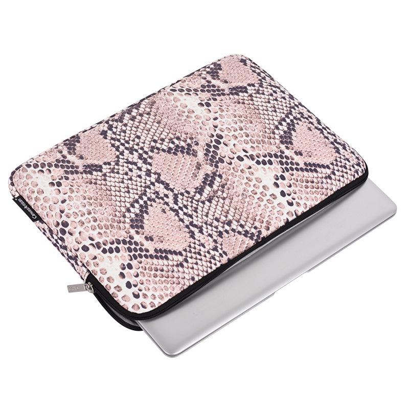 Snake Pattern Polyester Notebook Case Laptop Bag Protective Sleeve with Small Bag - Pink/for 14-inch Laptop