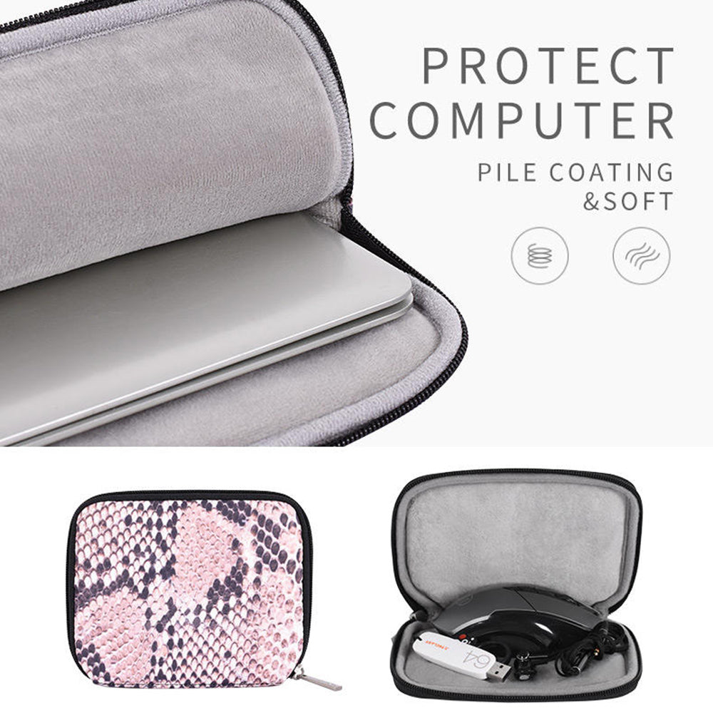Snake Pattern Polyester Notebook Case Laptop Bag Protective Sleeve with Small Bag - Pink/for 15-inch Laptop