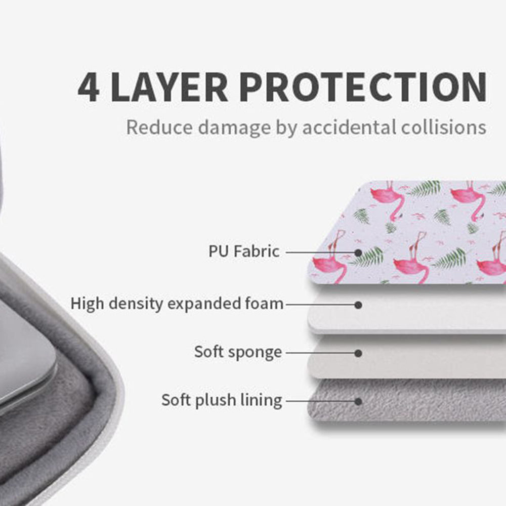 PU Leather Laptop Sleeve Shockproof Notebook Case Bag with Bird Leaf Pattern - White/for 13-inch Laptop