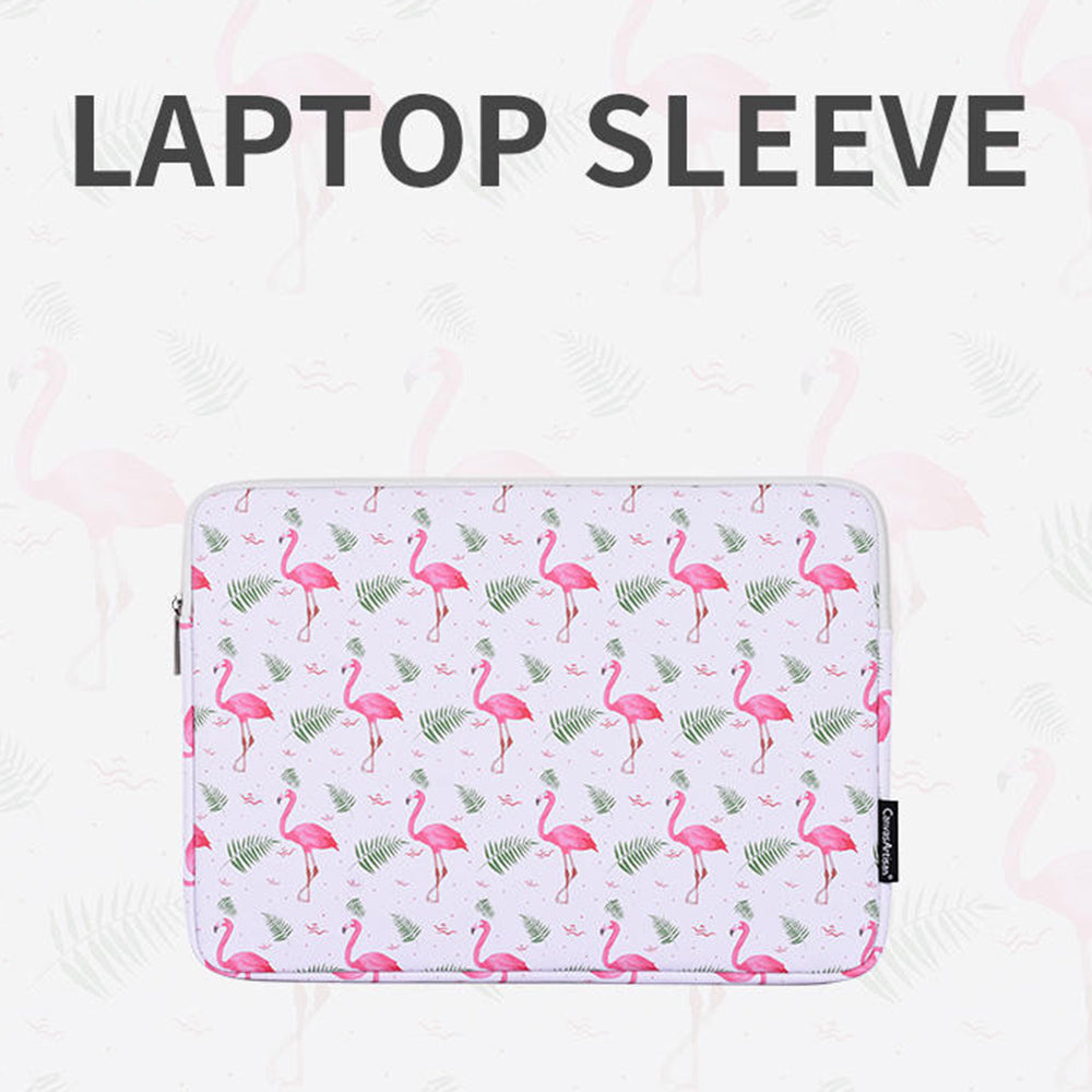 PU Leather Laptop Sleeve Shockproof Notebook Case Bag with Bird Leaf Pattern - White/for 14-inch Laptop