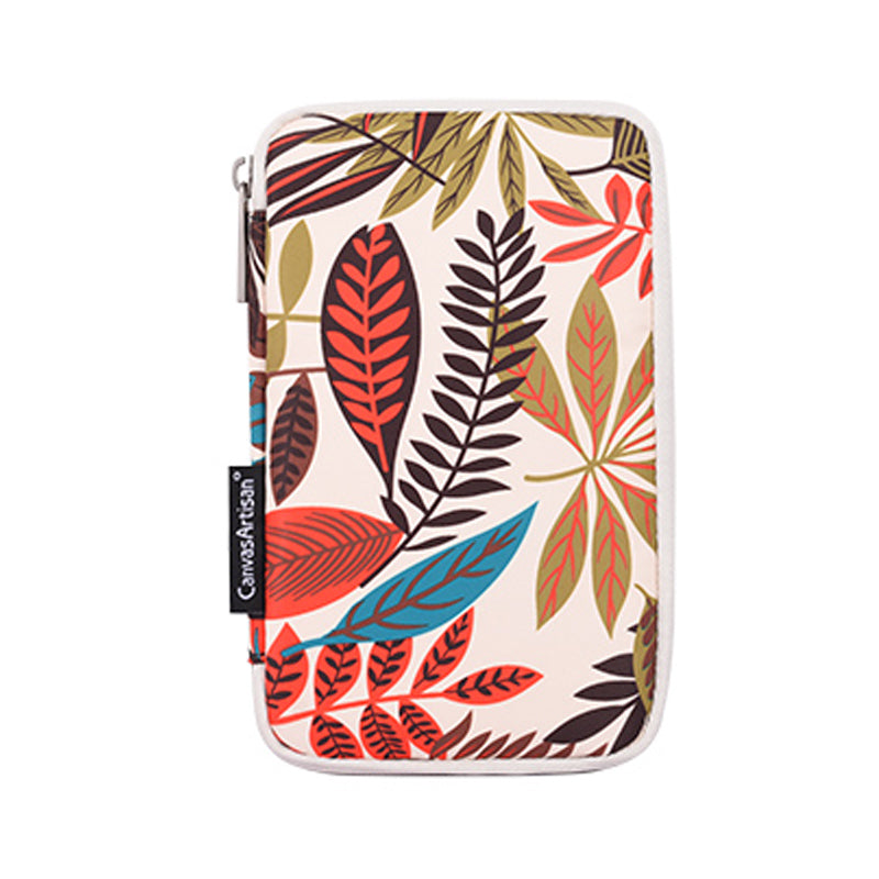 Leaves Printed Ultra-thin Protective Laptop Sleeve Zipper Notebook PC Bag with Small Bag - Beige/for 14-inch Laptop