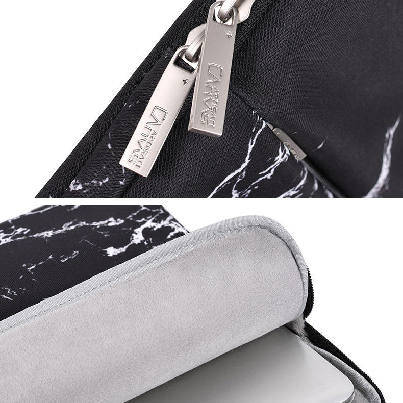 Front Pocket Notebook Case Protective Cover Marble Pattern Laptop Sleeve with Small Bag - Black/for 13-inch Laptop