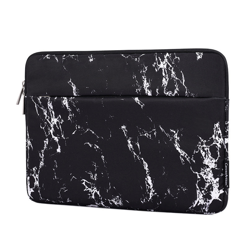 Front Pocket Notebook Case Protective Cover Marble Pattern Laptop Sleeve with Small Bag - White/for 11-inch Laptop
