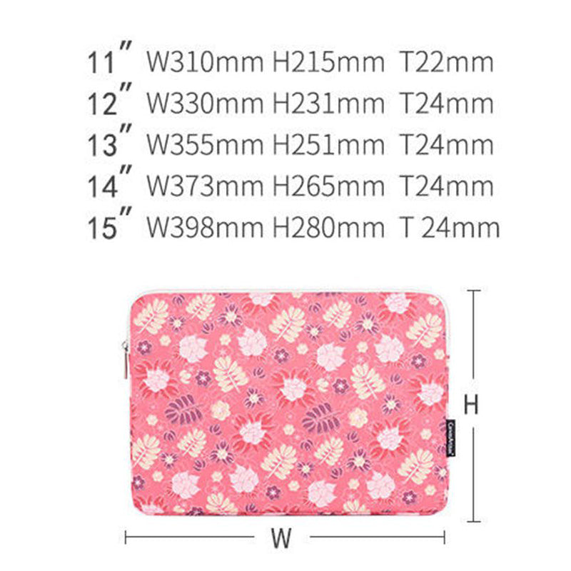 CANVASARTISAN H24-01 Printing Leaf Flower Pattern Laptop Sleeve Notebook Carrying Bag Travel Bag - for 14'' Laptop