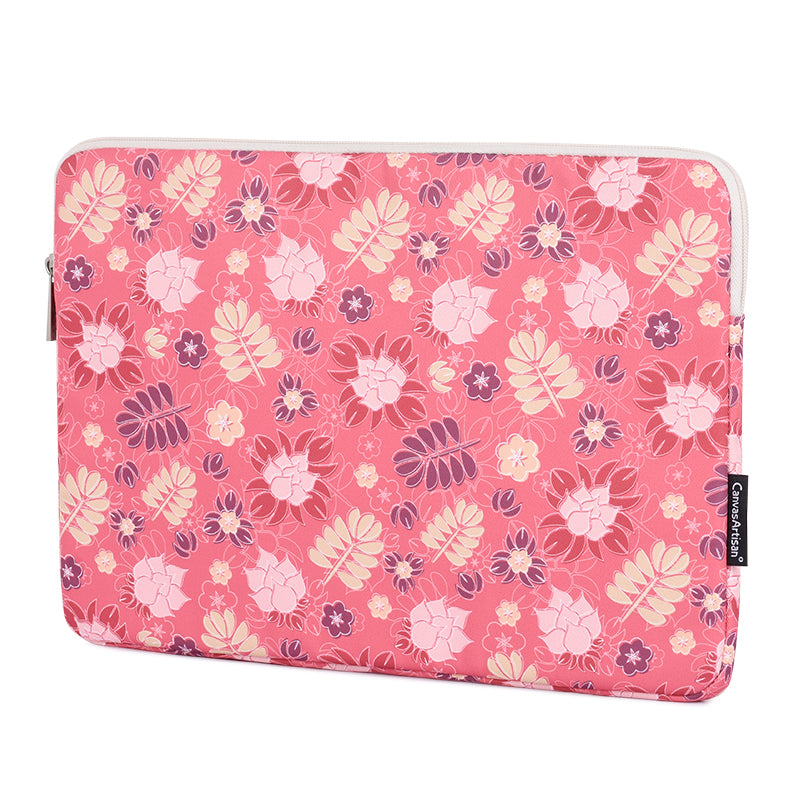 CANVASARTISAN H24-01 Printing Leaf Flower Pattern Laptop Sleeve Notebook Carrying Bag Travel Bag - for 14'' Laptop