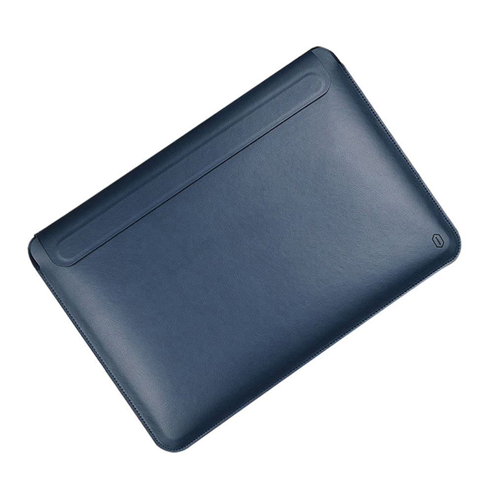 Wiwu Skin Pro Series PU Leather Laptop Stand Sleeve for MacBook Pro 14 inch (2021), Shock-Absorbing Laptop Bag Case - Navy Blue