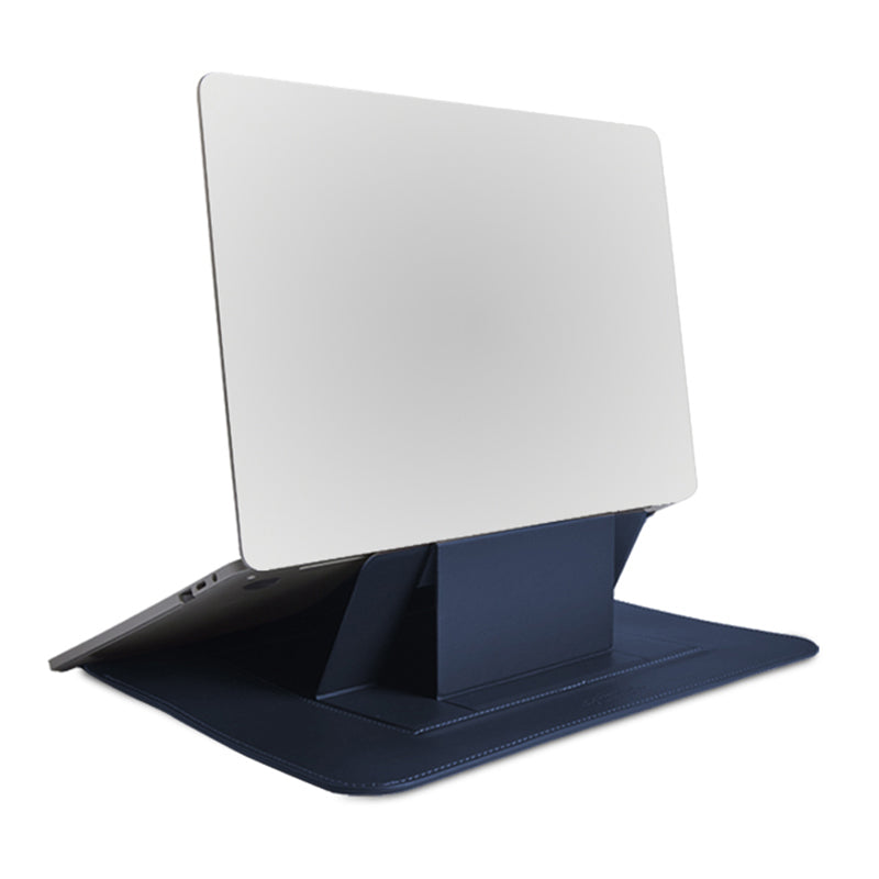 Wiwu Skin Pro Series PU Leather Laptop Stand Sleeve for MacBook Pro 14 inch (2021), Shock-Absorbing Laptop Bag Case - Navy Blue