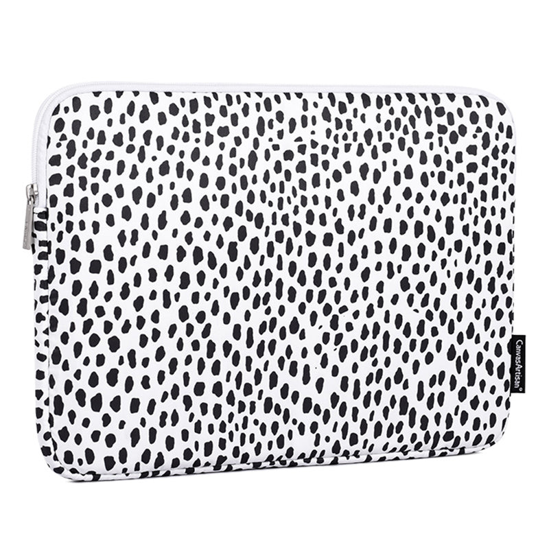 Canvasartian H36-01 Dots Printing Stylish Laptop Sleeve Light Weight Computer Skin Bag Carrying Case - White/15 inch