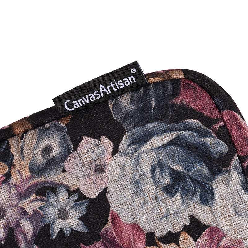 Fabric Watercolor Flower Pattern Laptop Sleeve Notebook Computer Protect Zipper Case Pouch Carrier Holder - Black/14 inch