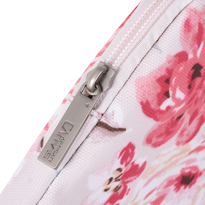 Tablet Sleeve Case PU Leather Flower Pattern Portable 360-degree Protective Computer Bag - Light Pink/12 inch