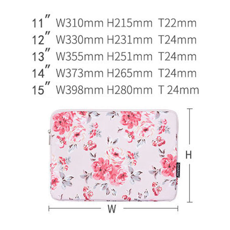 Tablet Sleeve Case PU Leather Flower Pattern Portable 360-degree Protective Computer Bag - Light Pink/13 inch