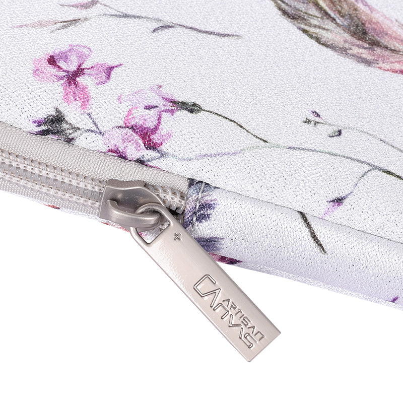 Laptop Sleeve Case Windbell Feather Pattern Protective Notebook Bag Computer Cover - White/14 inch
