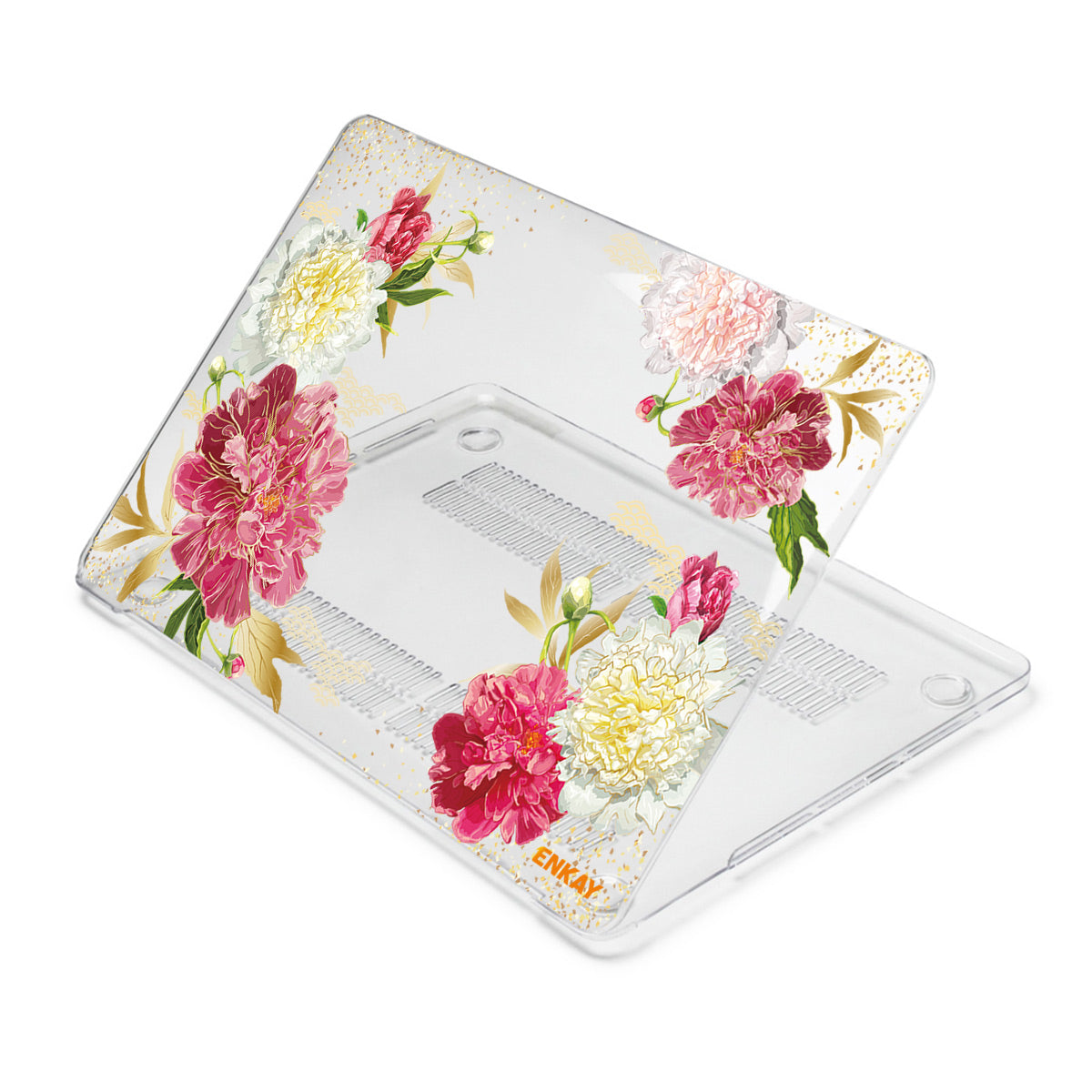 for MacBook Pro 13-inch (2016-2017) A1706/ (2018-2019) A1989/ (2019) A2159 Flowers Pattern with Transparent Base Hard PC Crystal Sheer Laptop Case - Chinese Herbaceous Peony