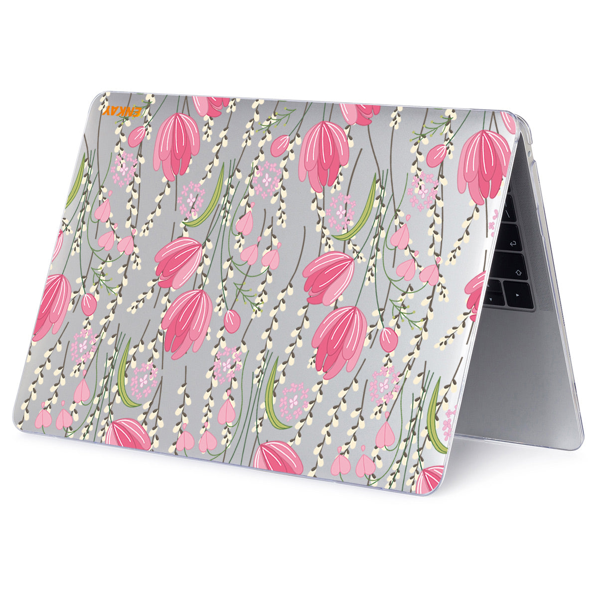 for MacBook Pro 13-inch (2016-2017) A1706/ (2018-2019) A1989/ (2019) A2159 Flowers Pattern with Transparent Base Hard PC Crystal Sheer Laptop Case - Tulip