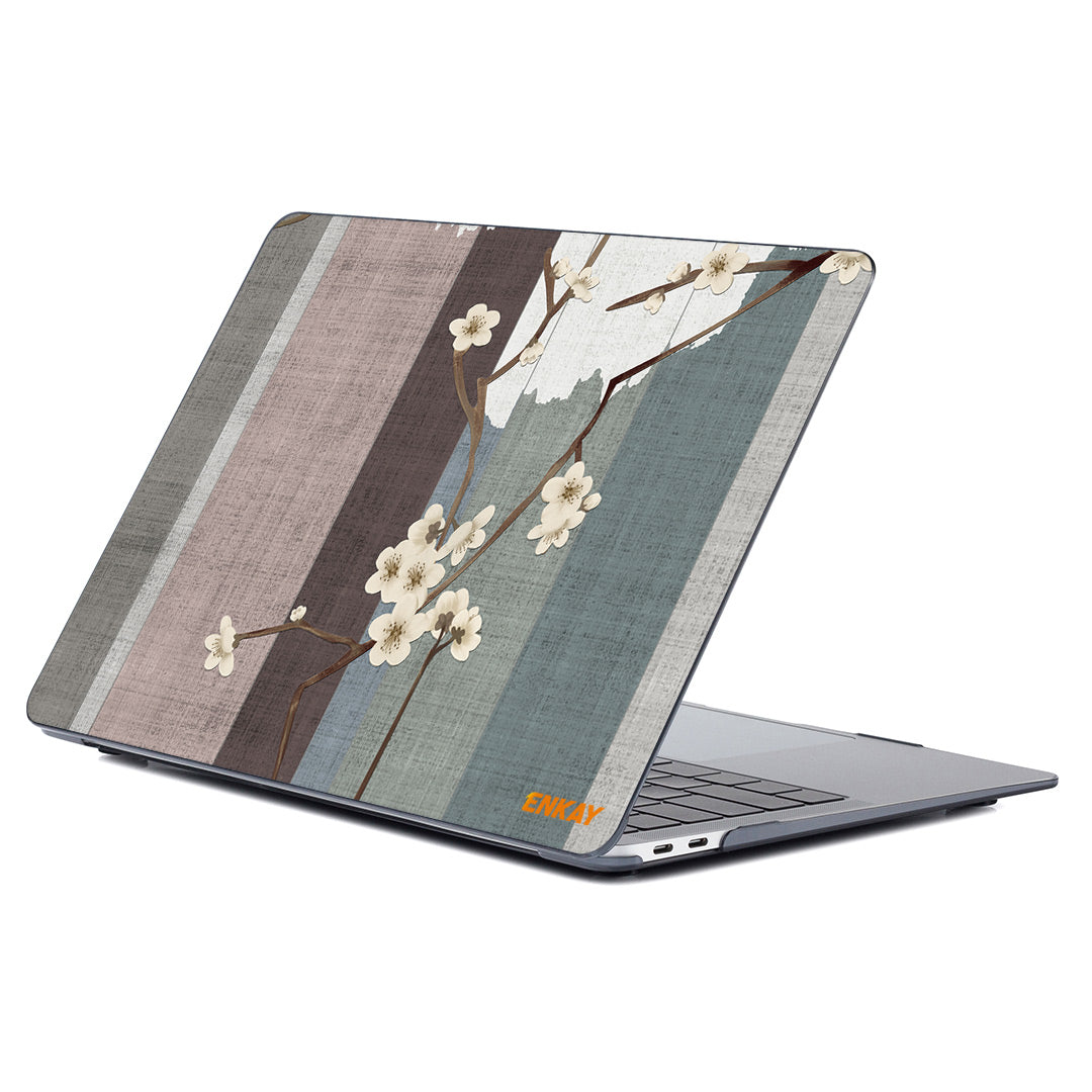 for MacBook Pro 15 inch (2016-2017) A1707/ (2018-2019) A1990 Vintage Pattern Series Patterned Crystal Hard PC Two-Piece Structure Laptop Protective Case - Plum Blossom