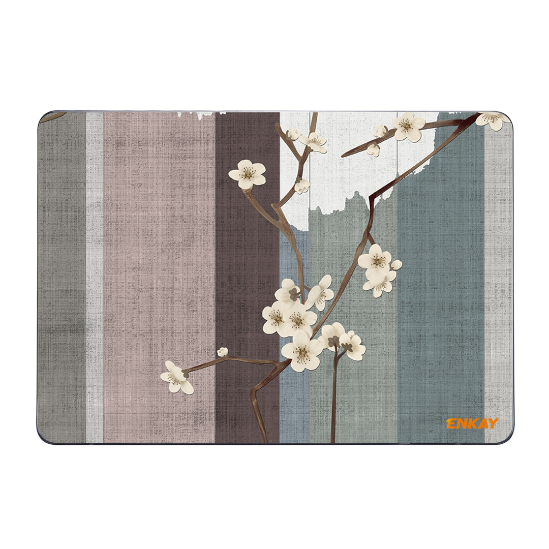 for MacBook Pro 15 inch (2016-2017) A1707/ (2018-2019) A1990 Vintage Pattern Series Patterned Crystal Hard PC Two-Piece Structure Laptop Protective Case - Plum Blossom