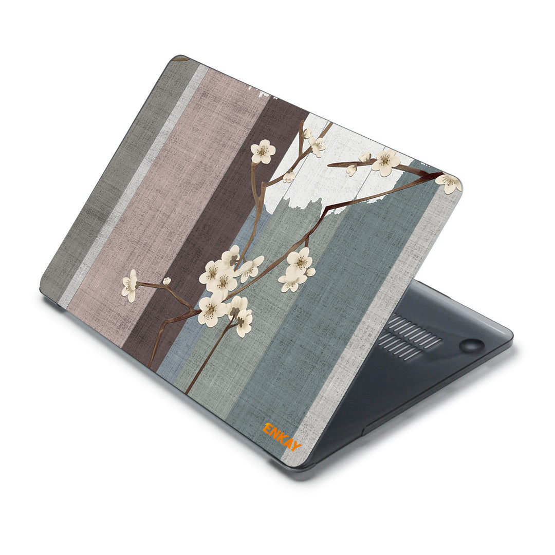 for MacBook Pro 15 inch (2016-2017) A1707/ (2018-2019) A1990 Vintage Pattern Series Patterned Crystal Hard PC Two-Piece Structure Laptop Protective Case - Plum Blossom