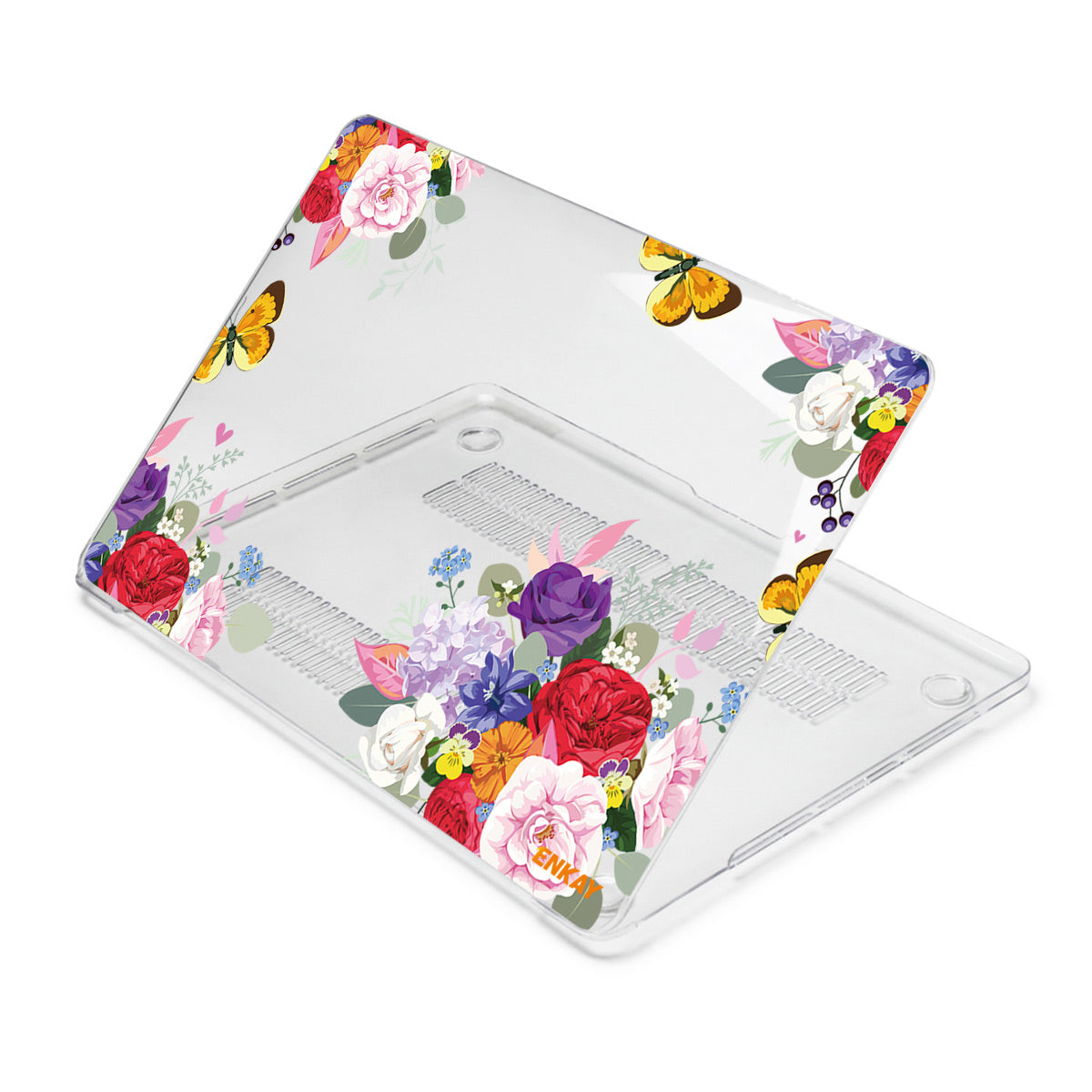for MacBook Pro 16 inch (2021) A2485 Anti-Scratch Colorful Flowers Pattern Crystal Sheer Hard PC Laptop Case - Rose