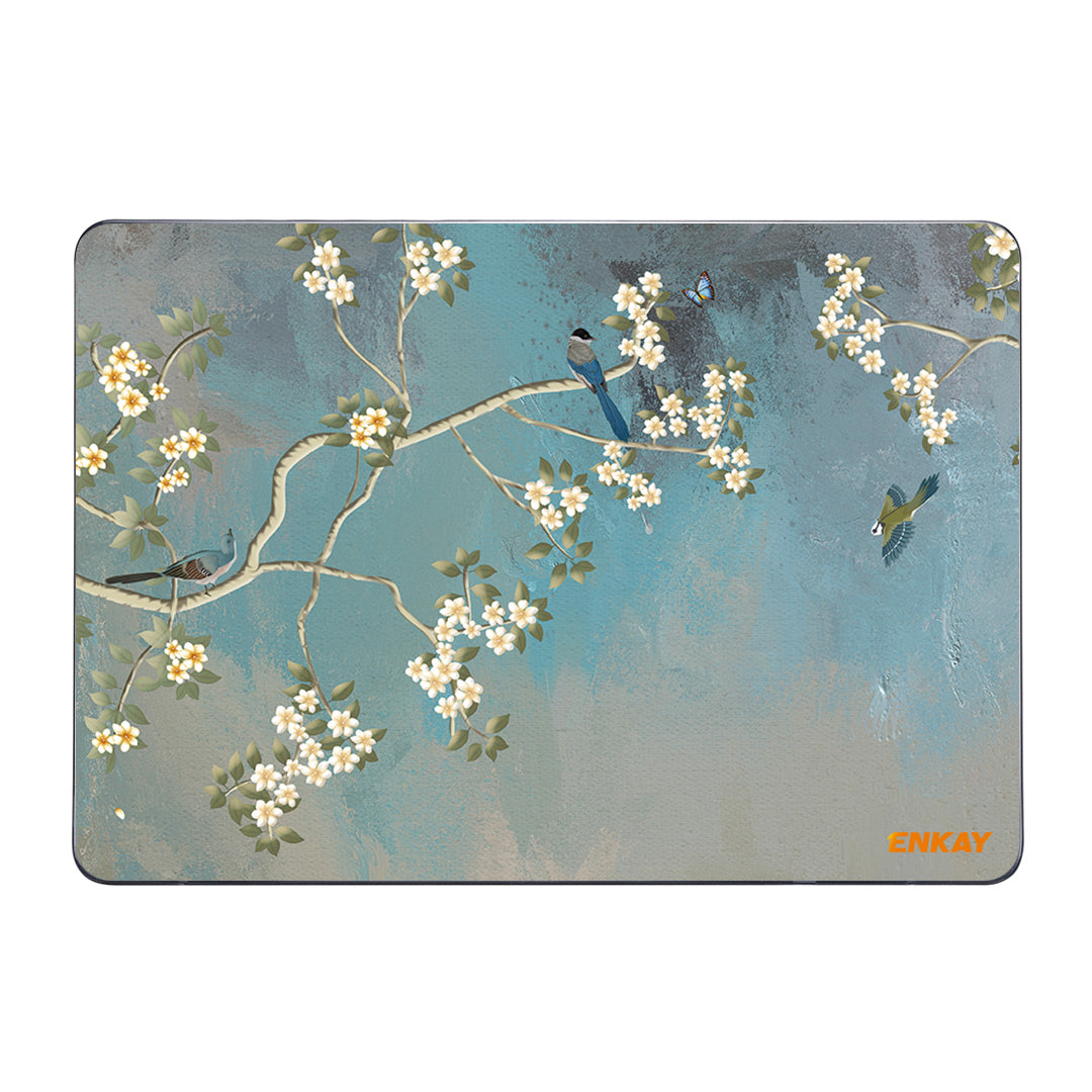 for MacBook Pro 14 inch (2021) A2442 Vintage Style Series Flower Patterns Hard PC Two-Piece Sheer Laptop Cover Case - Yulan Magnolia