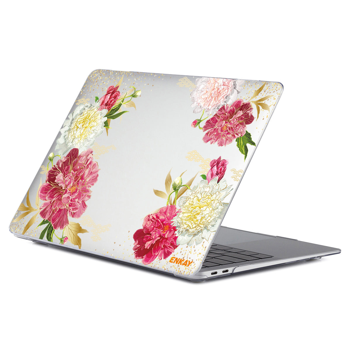 For MacBook Air 13 inch (2018-2019) A1932/(2020) A2179 A2337 Laptop Hard PC Protective Case Flower Pattern Heat Dissipation Notebook Shell Cover - Red Peony