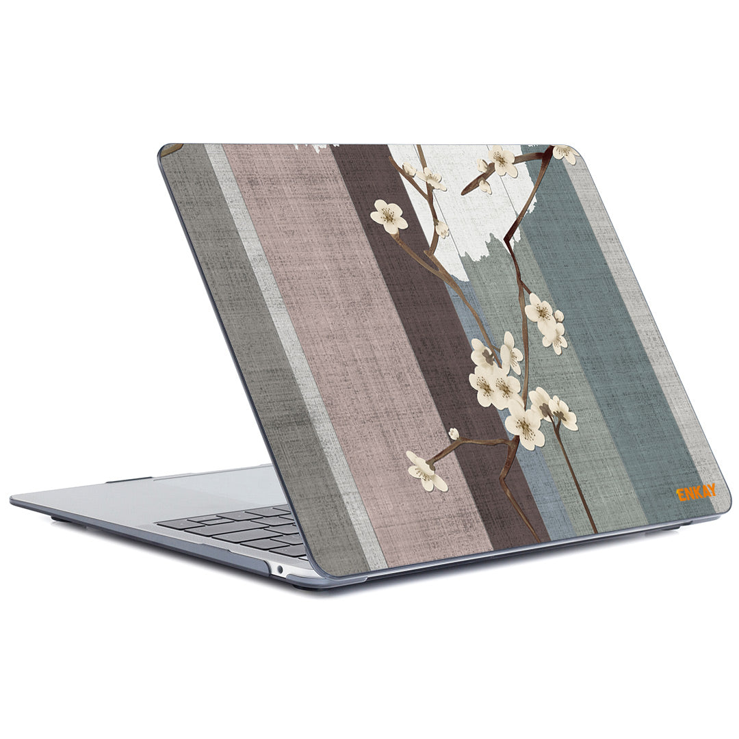 For MacBook Air 13 inch (2018-2019) A1932/(2020) A2179 A2337 Flower Pattern Laptop Protective Case Transparent Hard PC Notebook Cover - Plum Blossom