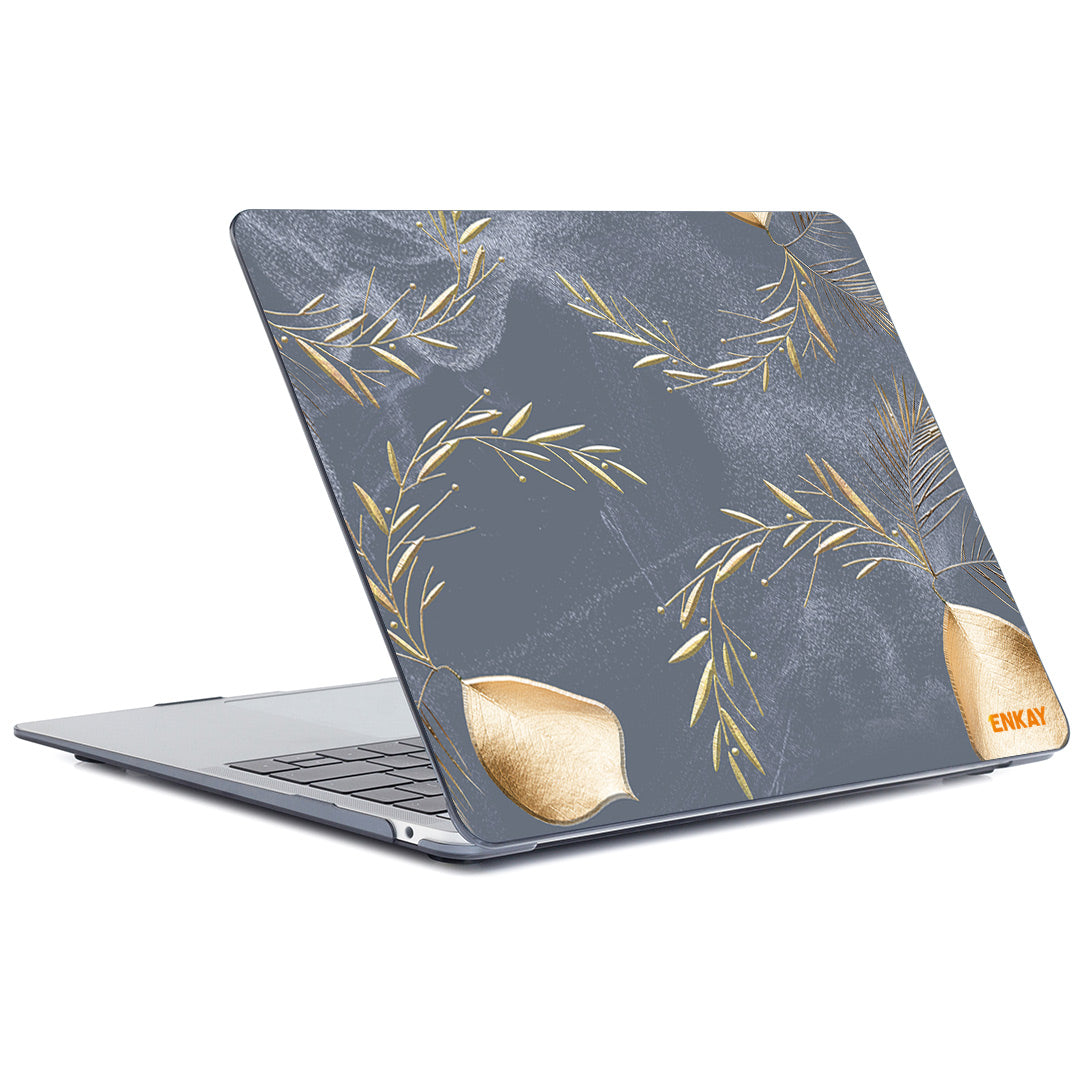 For MacBook Air 13 inch (2018-2019) A1932/(2020) A2179 A2337 Flower Pattern Laptop Protective Case Transparent Hard PC Notebook Cover - Oat