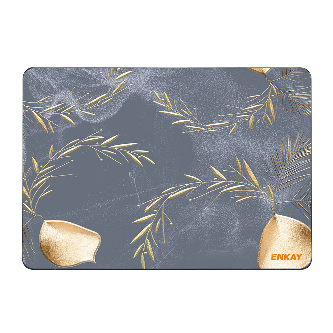 For MacBook Air 13 inch (2018-2019) A1932/(2020) A2179 A2337 Flower Pattern Laptop Protective Case Transparent Hard PC Notebook Cover - Oat