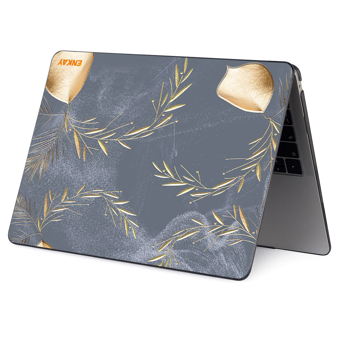 For MacBook Air 13 inch (2018-2019) A1932/(2020) A2179 A2337 Flower Pattern Laptop Protective Case Transparent Hard PC Notebook Cover - Oat