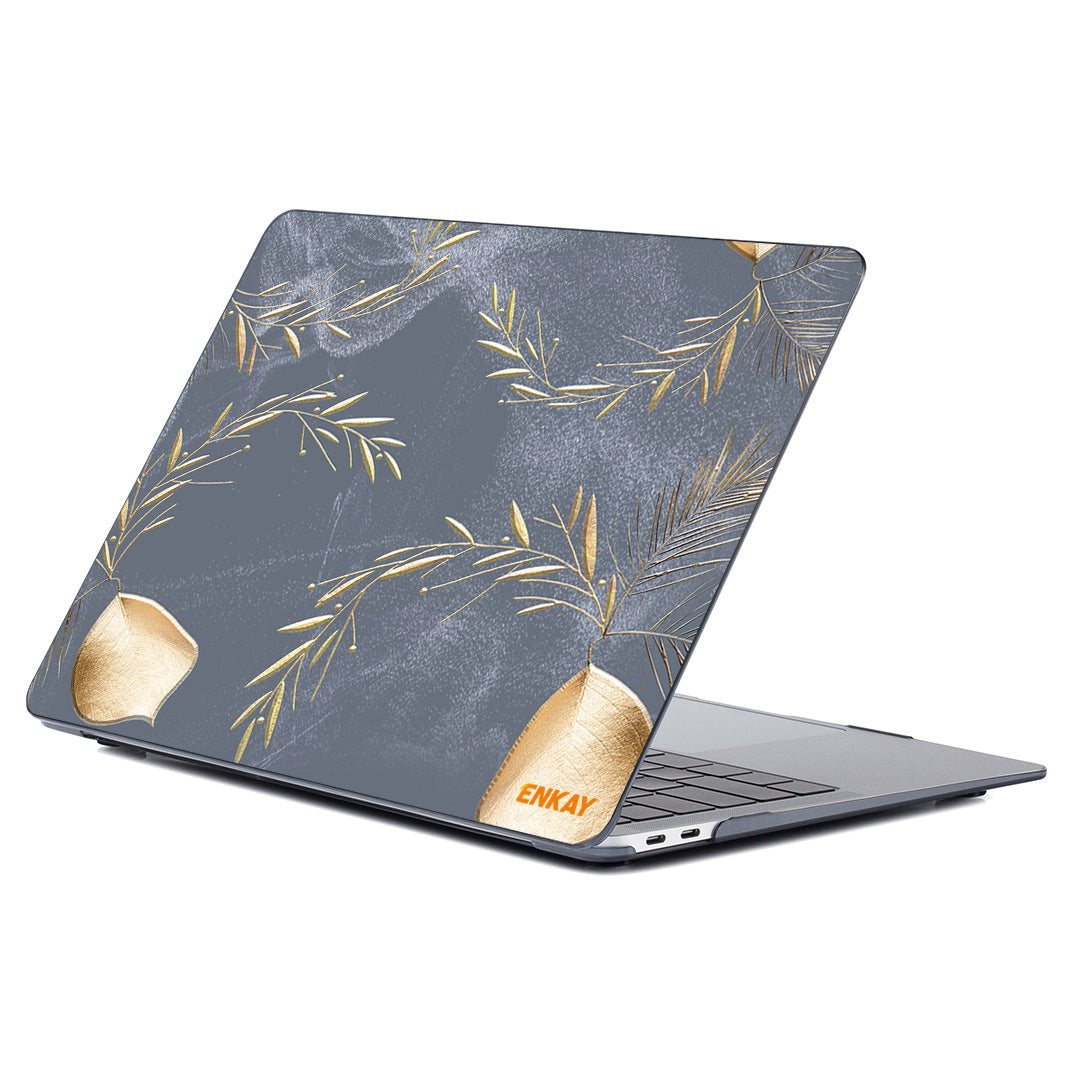 For MacBook Pro 13 inch (2016-2017) A1706 A1708/(2018-2019) A1989/2019 A2159 Hard PC Laptop Case Flower Pattern Anti-scratch Notebook Cover - Oat