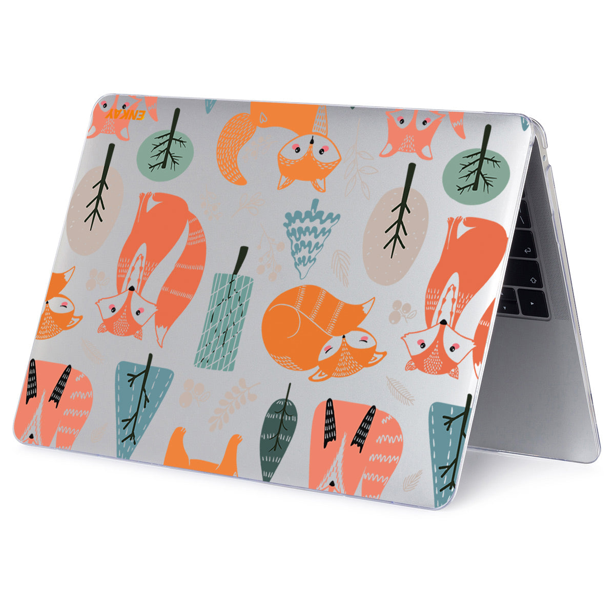 for MacBook Pro 15 inch (2016-2017) A1707/A1990 Cute Animals Series Anti-Scratch Crystal Based Hard Patterned PC Sheer Laptop Protective Case - Foxes