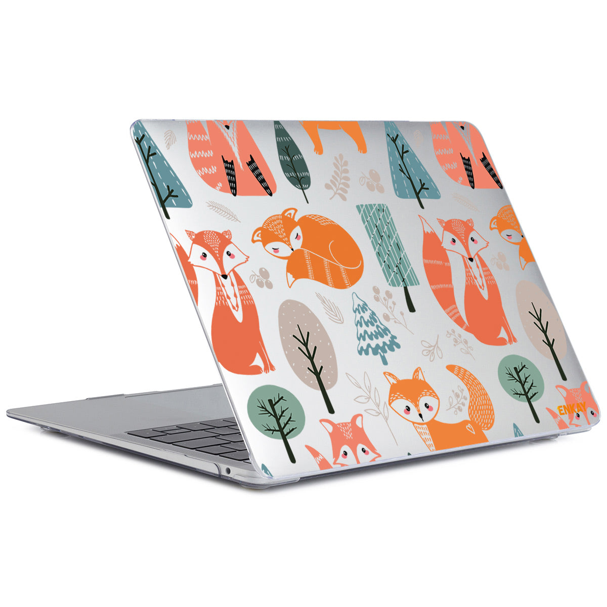 for MacBook Pro 14 inch (2021) A2442 Cute Animals Series Drop-Resistant Hard PC Crystal Sheer Laptop Protective Case - Foxes