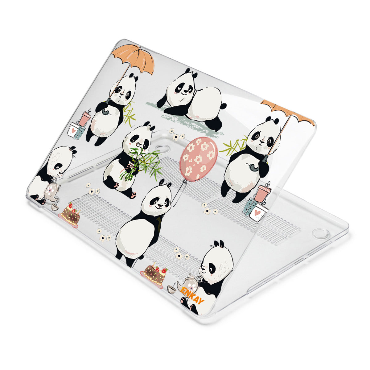 for MacBook Pro 14 inch (2021) A2442 Cute Animals Series Drop-Resistant Hard PC Crystal Sheer Laptop Protective Case - Pandas