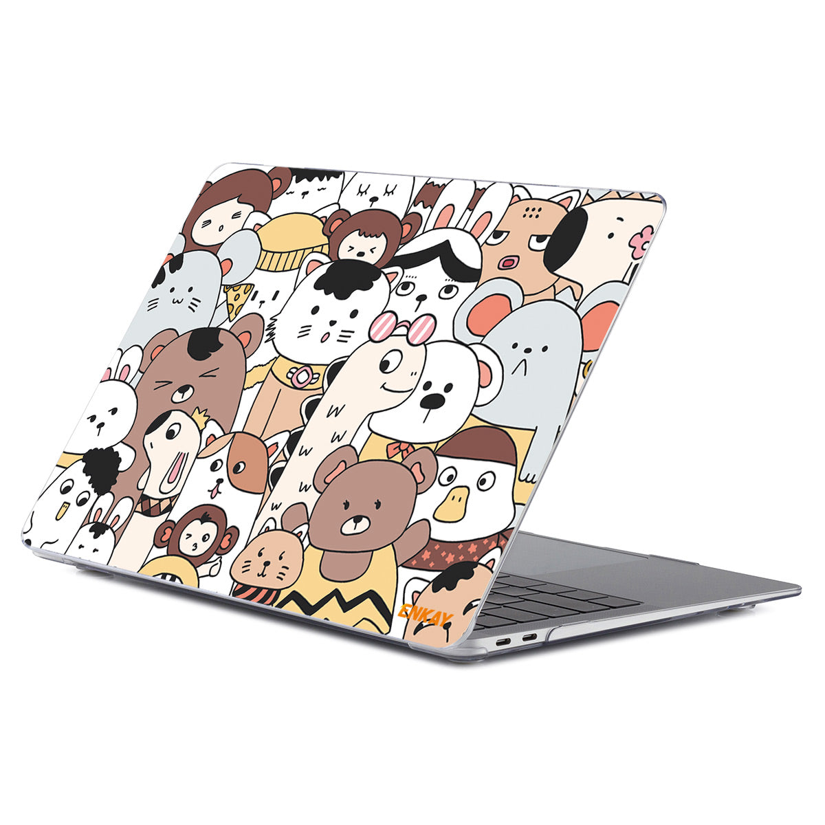 for MacBook Pro 13-inch (2020) A2251/ (2020) A2289/ (2020) A2338 Cute Animals Series Notebook Cover Hard PC Transparent Laptop Protective Case - Zoo/Style 1
