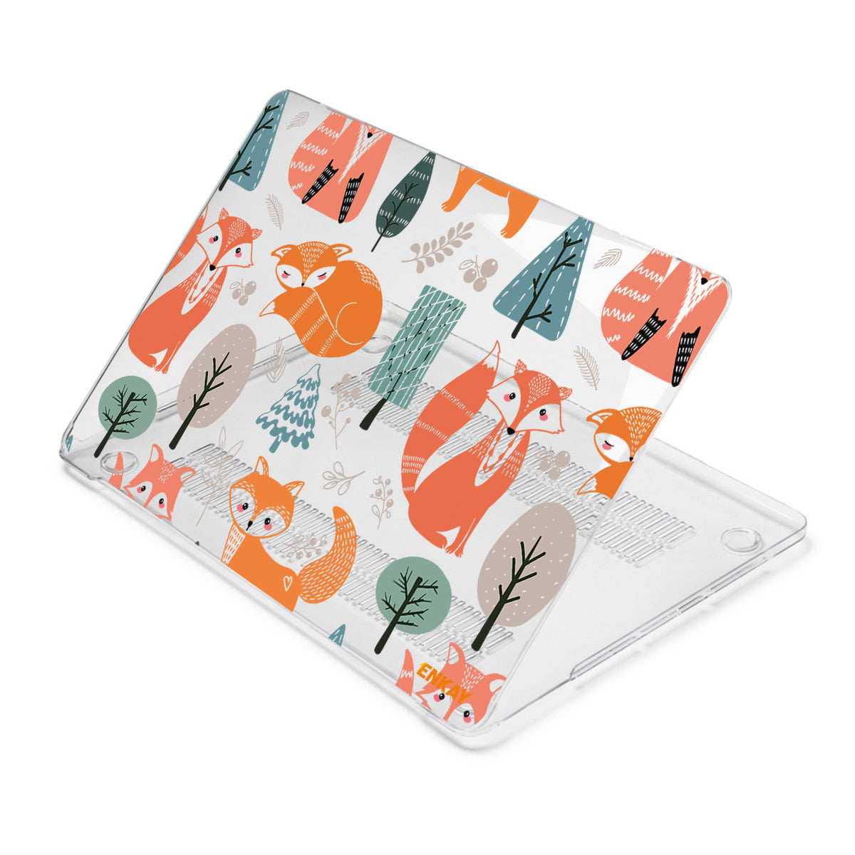 for MacBook Air 13 inch (2018-2019) A1932/(2020) A2179/(2020) A2337 Cute Animals Series Transparent Patterned Hard PC Laptop/Notebook Protective Case - Foxes
