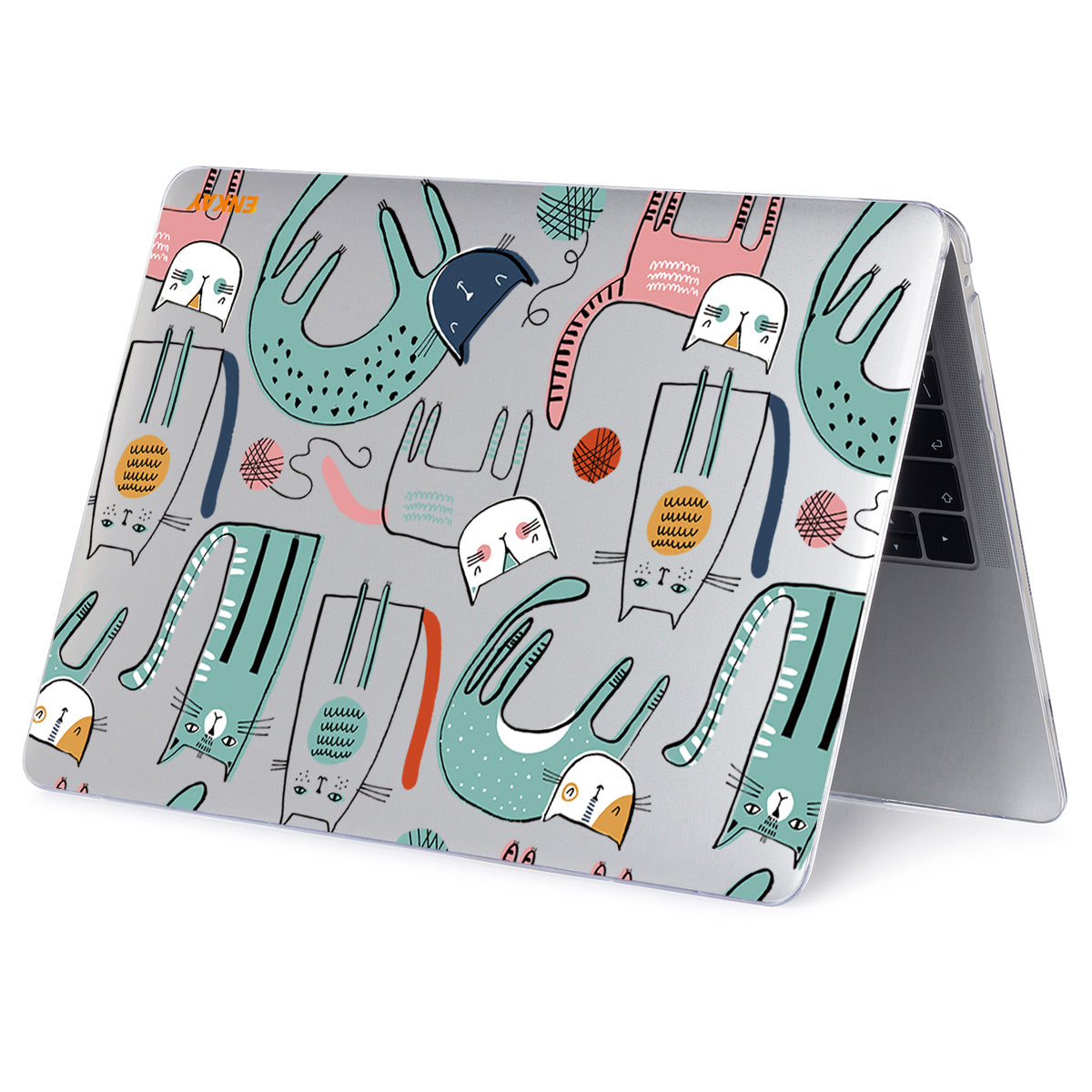 for MacBook Air 13 inch (2018-2019) A1932/(2020) A2179/(2020) A2337 Cute Animals Series Transparent Patterned Hard PC Laptop/Notebook Protective Case - Slim Cats