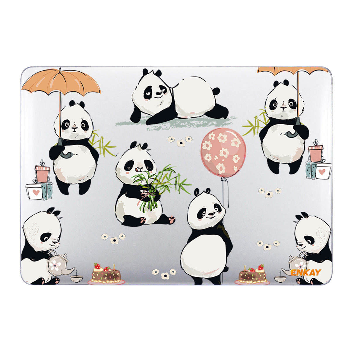 for MacBook Air 13 inch (2018-2019) A1932/(2020) A2179/(2020) A2337 Cute Animals Series Transparent Patterned Hard PC Laptop/Notebook Protective Case - Pandas