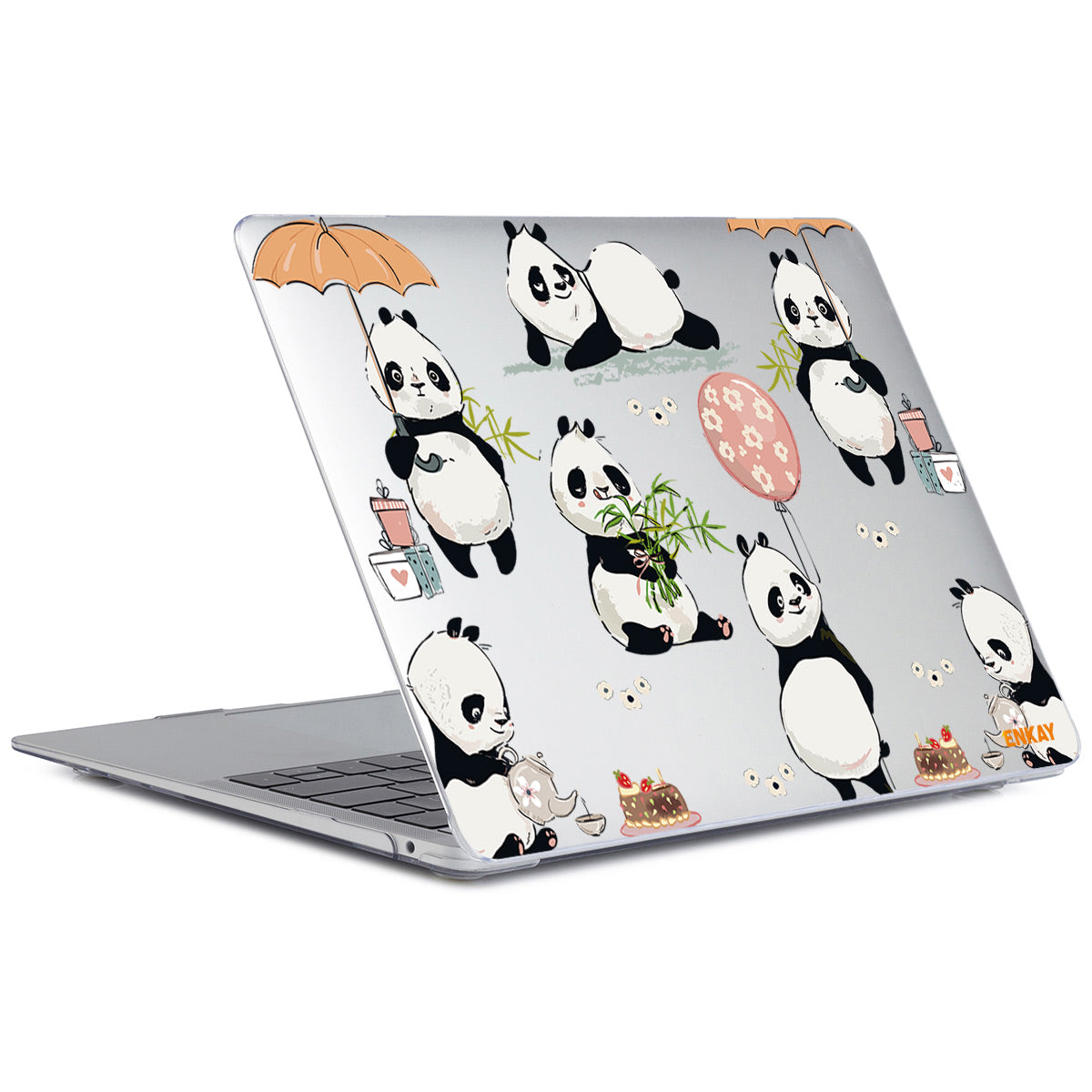 for MacBook Air 13 inch (2018-2019) A1932/(2020) A2179/(2020) A2337 Cute Animals Series Transparent Patterned Hard PC Laptop/Notebook Protective Case - Pandas