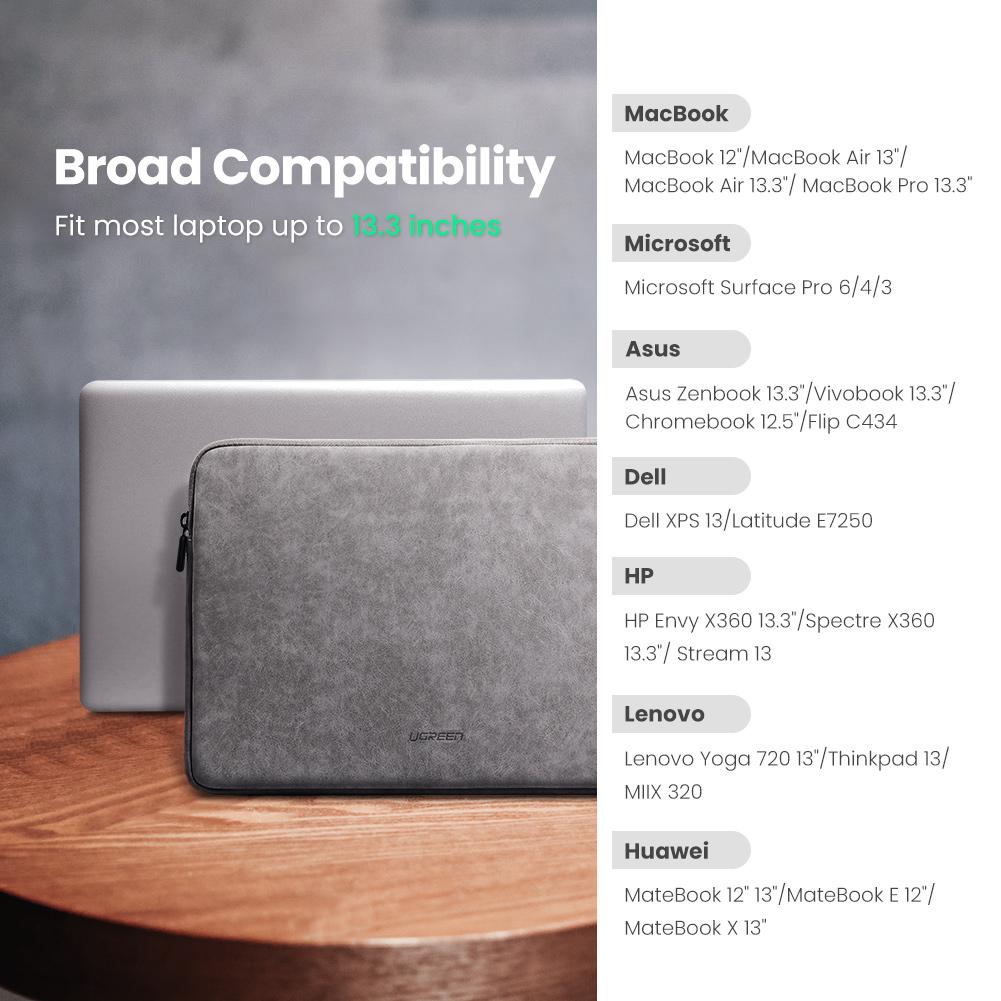 Uniqkart 60985 Portable PU Leather Laptop Bag Notebook Sleeve 13.3 inch Laptop Carrying Pouch