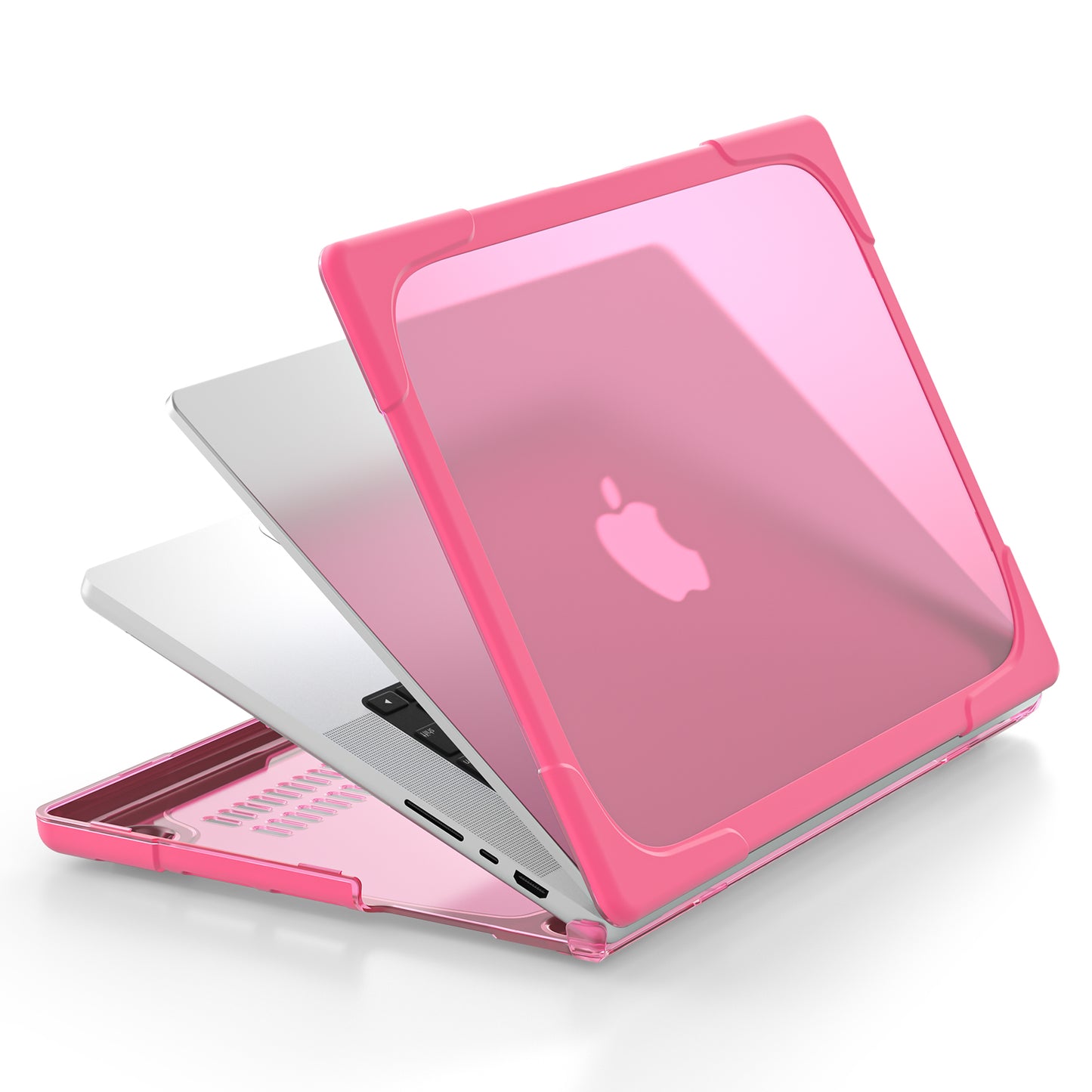 For MacBook Pro 16 inch (2021) Hard PC + TPU Laptop Case Anti-scratch Full-Protection Notebook Cover - Rose