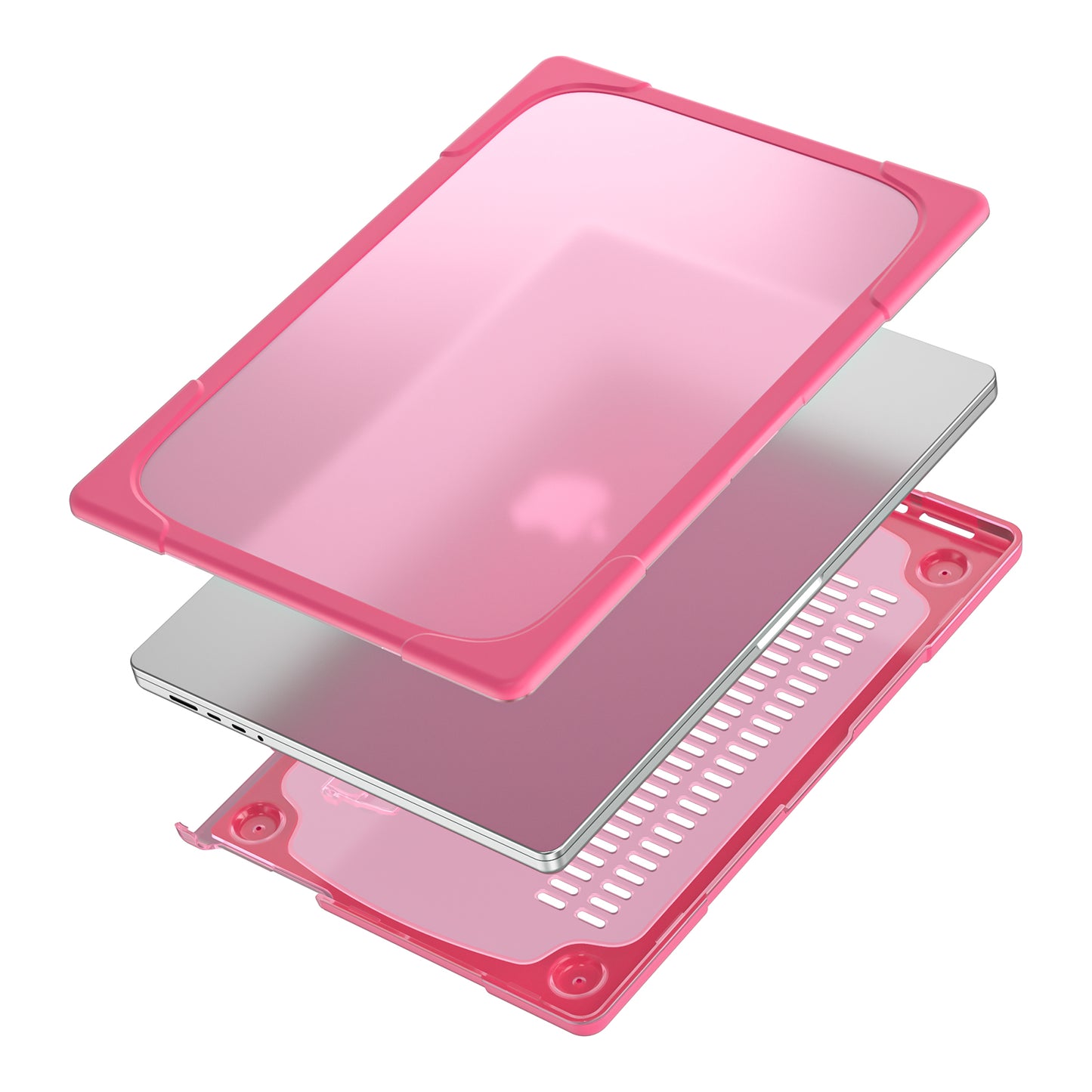 For MacBook Pro 16 inch (2021) Hard PC + TPU Laptop Case Anti-scratch Full-Protection Notebook Cover - Rose