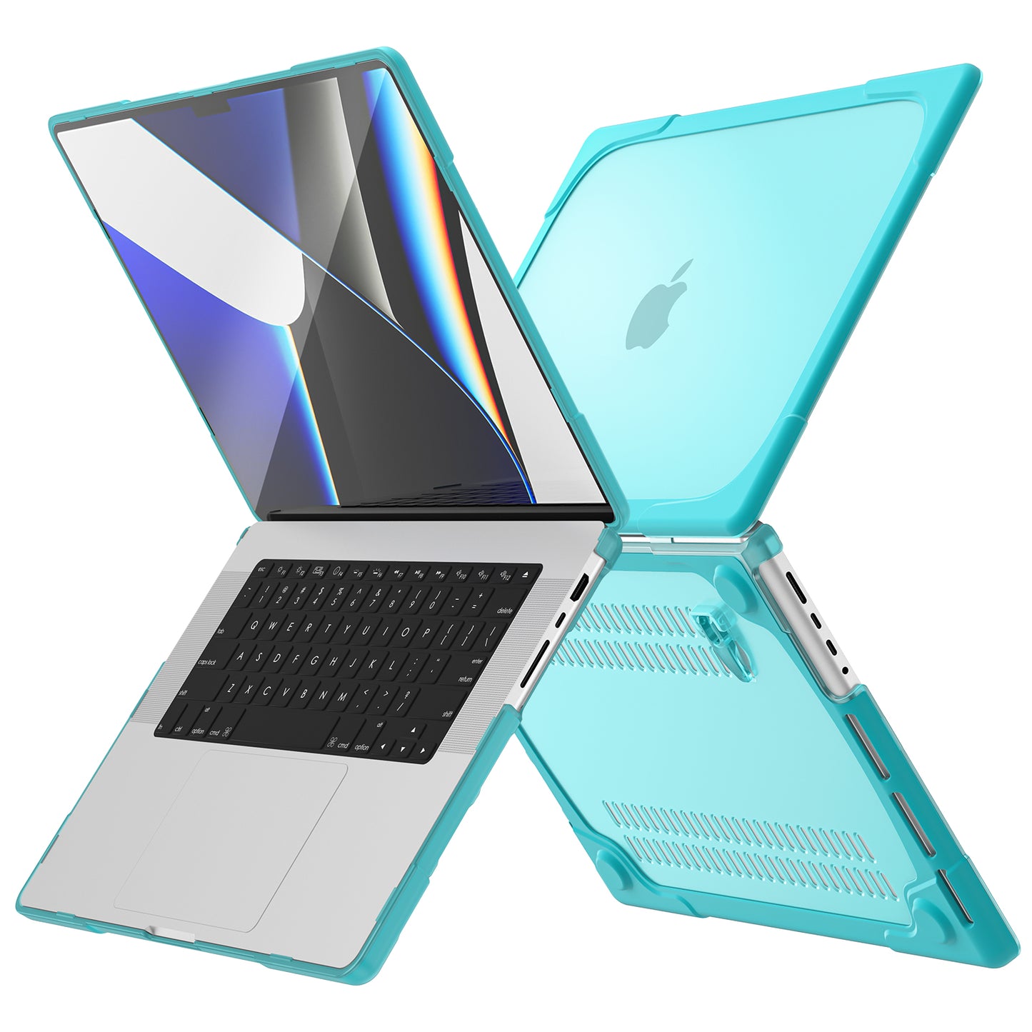 For MacBook Pro 16 inch (2021) Hard PC + TPU Laptop Case Anti-scratch Full-Protection Notebook Cover - Baby Blue
