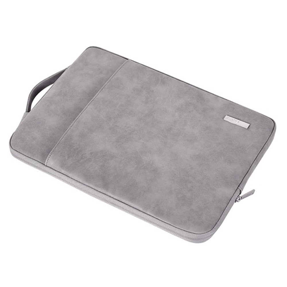 12inch Laptop Sleeve Bag PU Leather Notebook Sleeve Anti-dust Computer Student Business Style Protection Case - Grey