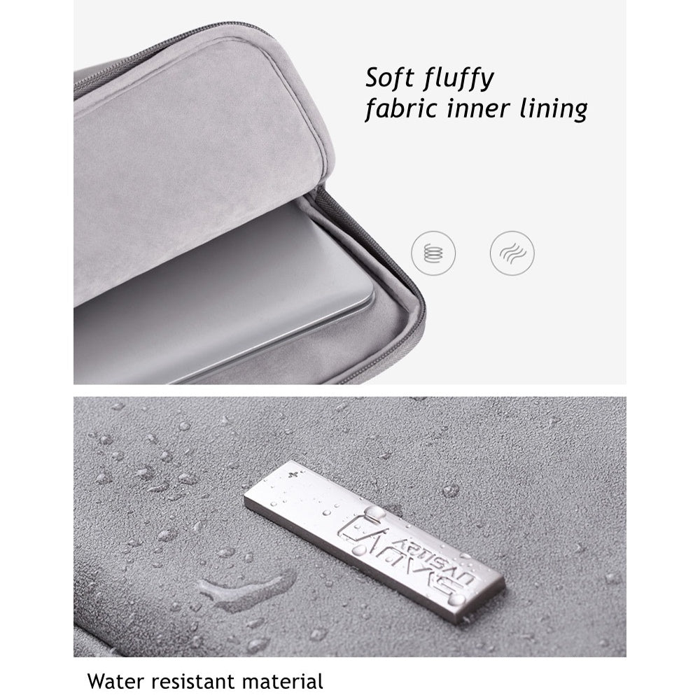 12inch Laptop Sleeve Bag PU Leather Notebook Sleeve Anti-dust Computer Student Business Style Protection Case - Black