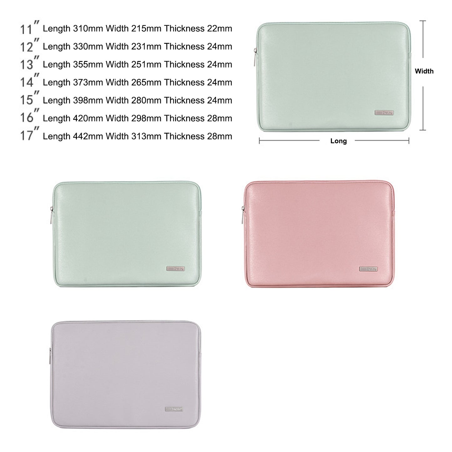 For MacBook 11inch Laptop Sleeve Solid Color Fashionable PU Leather Notebook Computer Protection Case Bag - Grey