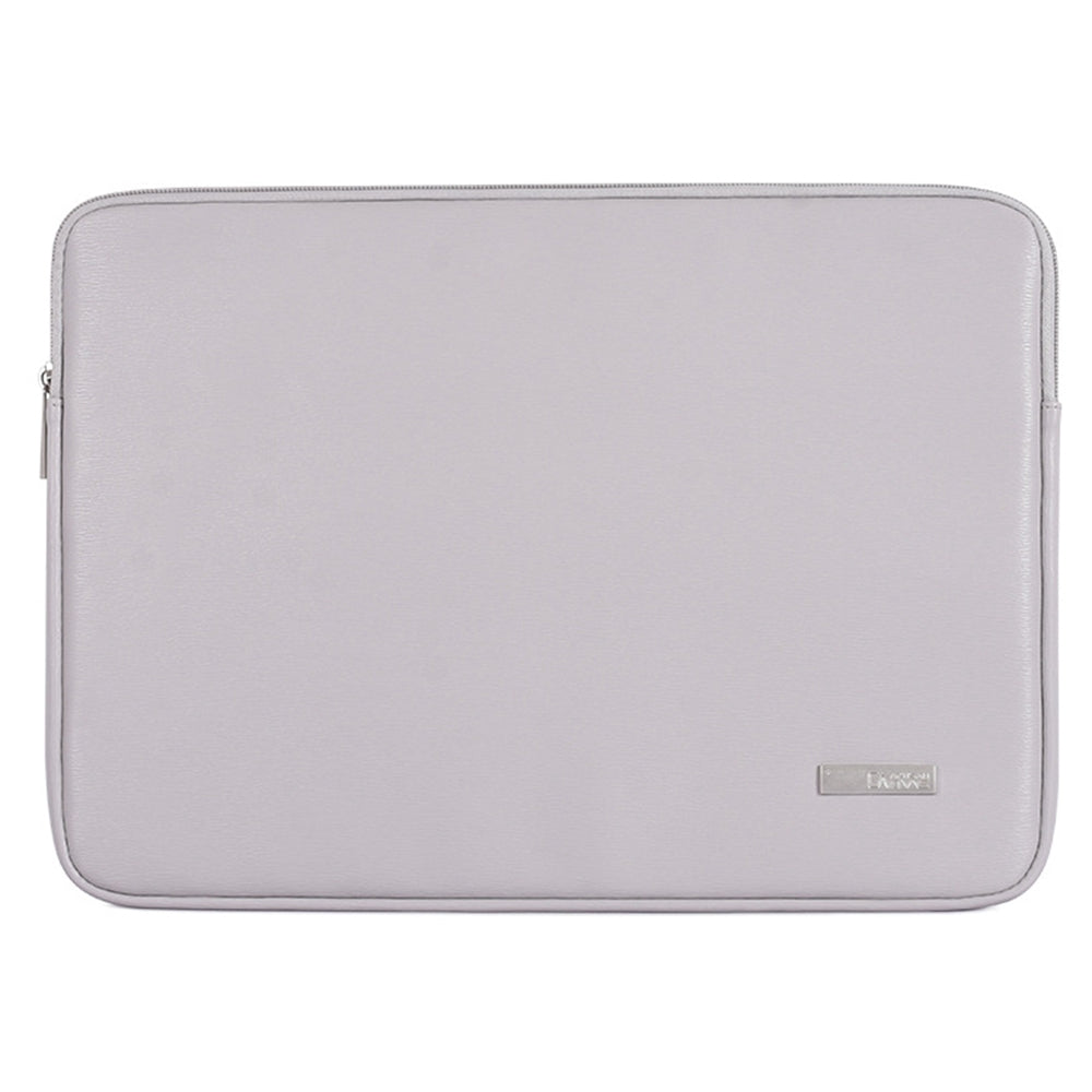 15inch Laptop Carrying Bag Solid Color Fashionable PU Leather Notebook Computer Protection Sleeve - Grey