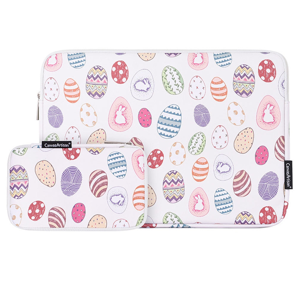 G52-T0121 for 13-inch Notebook Easter Bunny and Eggs Pattern Portable Laptop Liner Bag with Small Bag Set