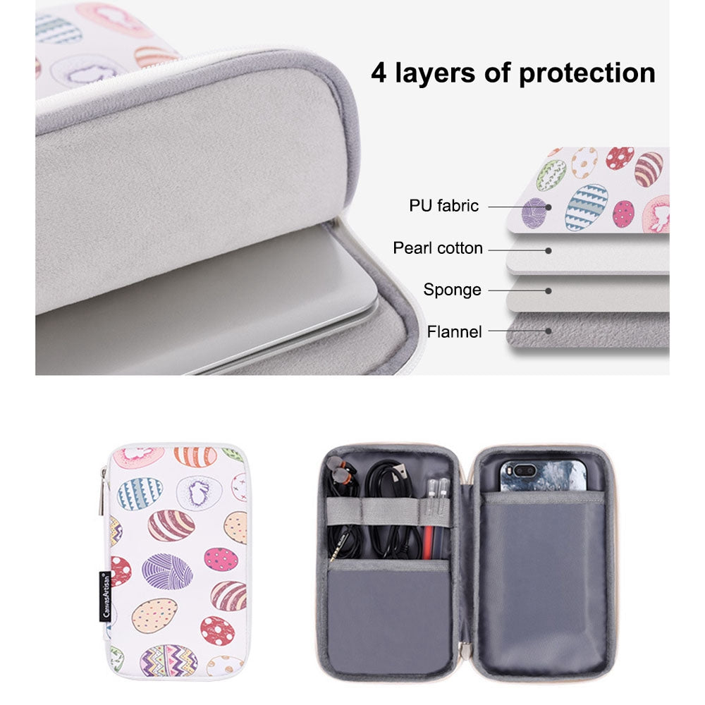 G52-T0121 for 13-inch Notebook Easter Bunny and Eggs Pattern Portable Laptop Liner Bag with Small Bag Set