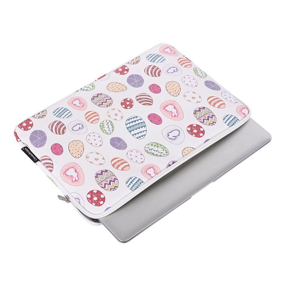 G52-T0111 Cute Easter Bunny and Eggs Pattern 11-inch Laptop PU Protective Sleeve Zipper Bag + Small Bag Set