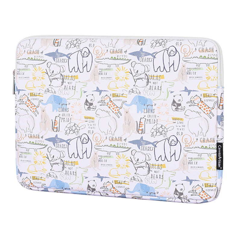 G50-T0111 11-inch PU Notebook Sleeve Cartoon Animal Pattern Laptop Zipper Bag + Small Bag Set