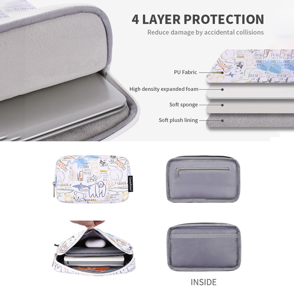 G50-T0111 15-inch Laptop Sleeve PU Protective Case Cartoon Animal Pattern Carrying Bag + Small Bag Set